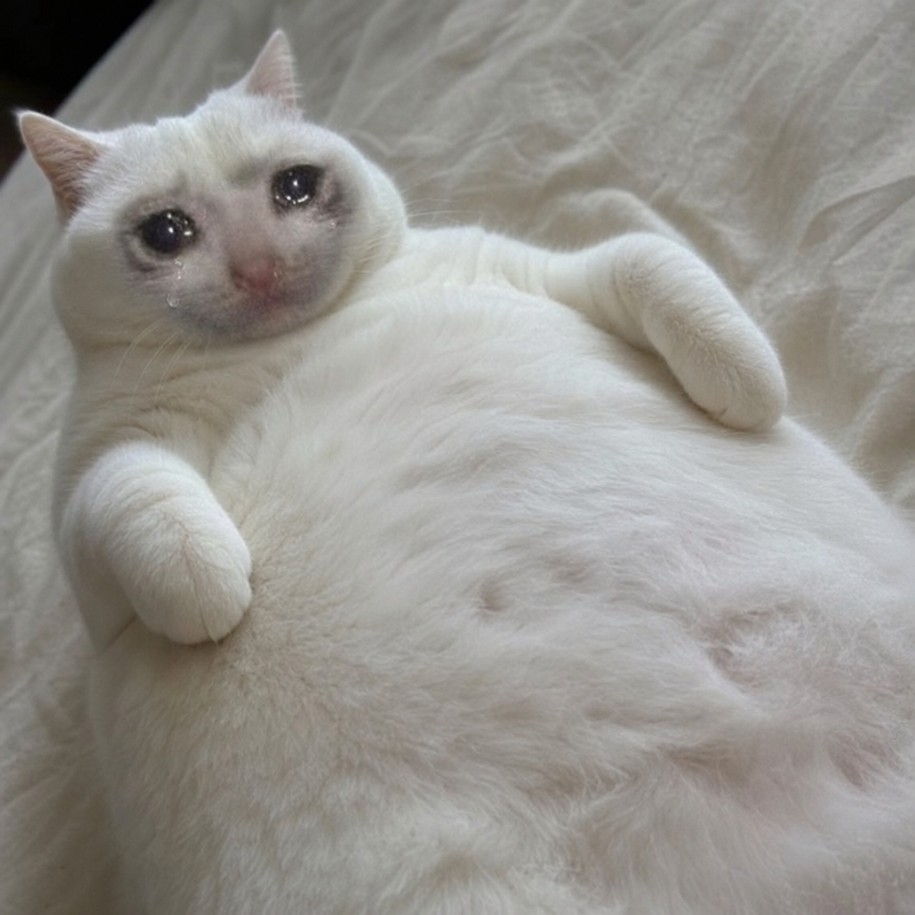 Fat crying cat