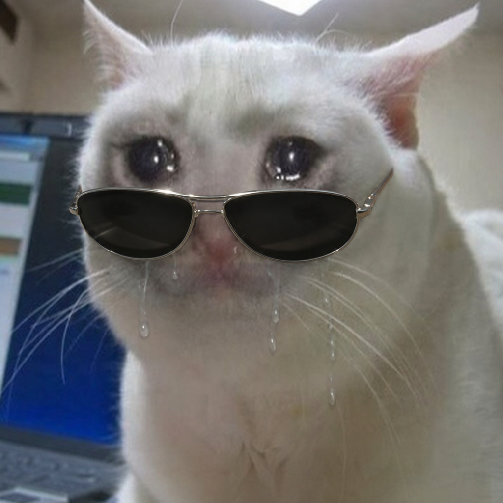Crying cat with sunglasses