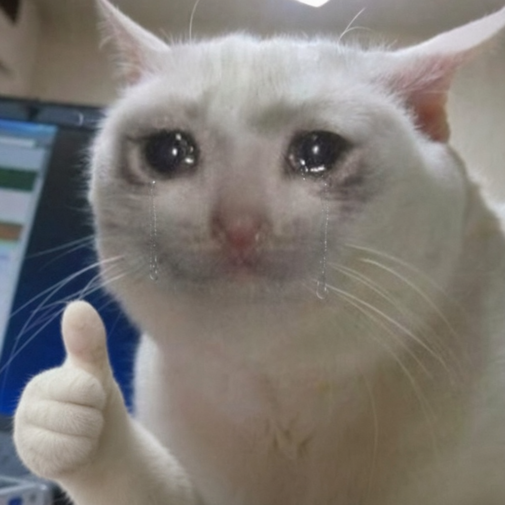 Thumbs Up Crying Cat
